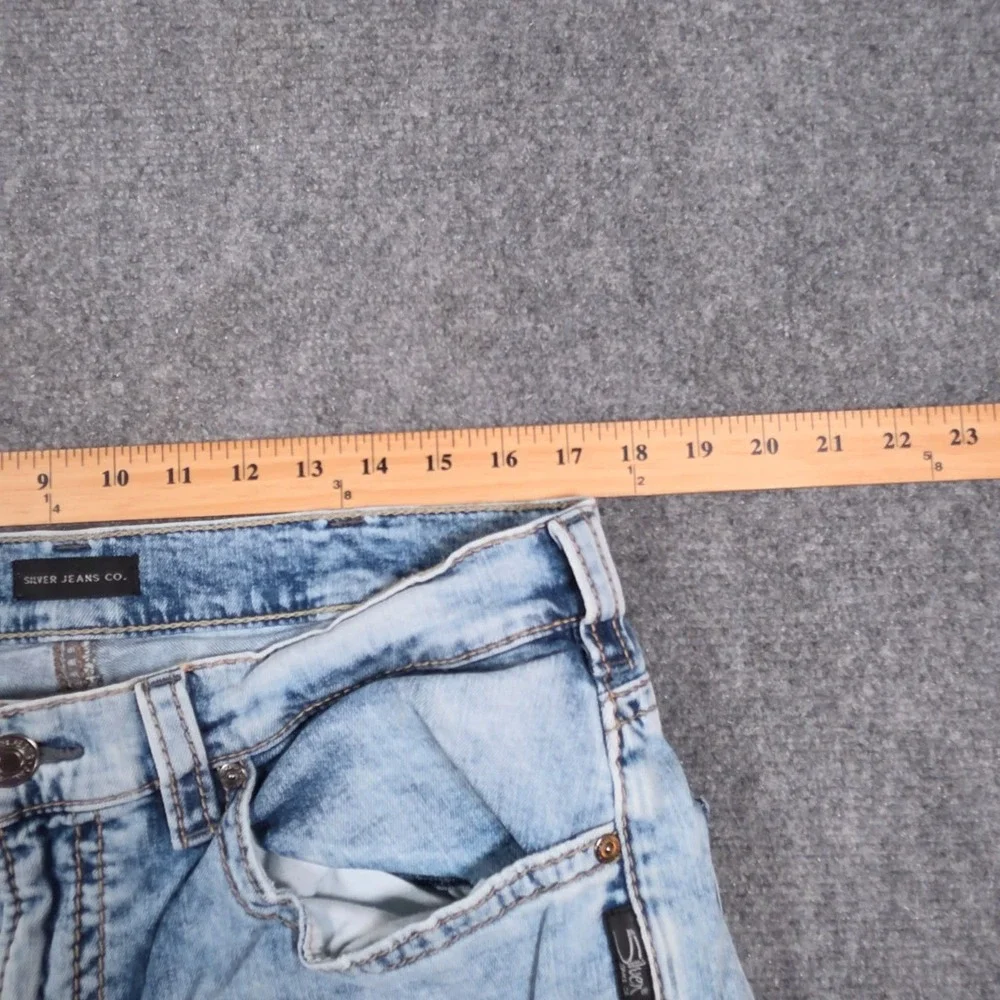 Silver Jeans Co Grayson Jeans Mens 36x30 Light Blue Acid Wash Straight